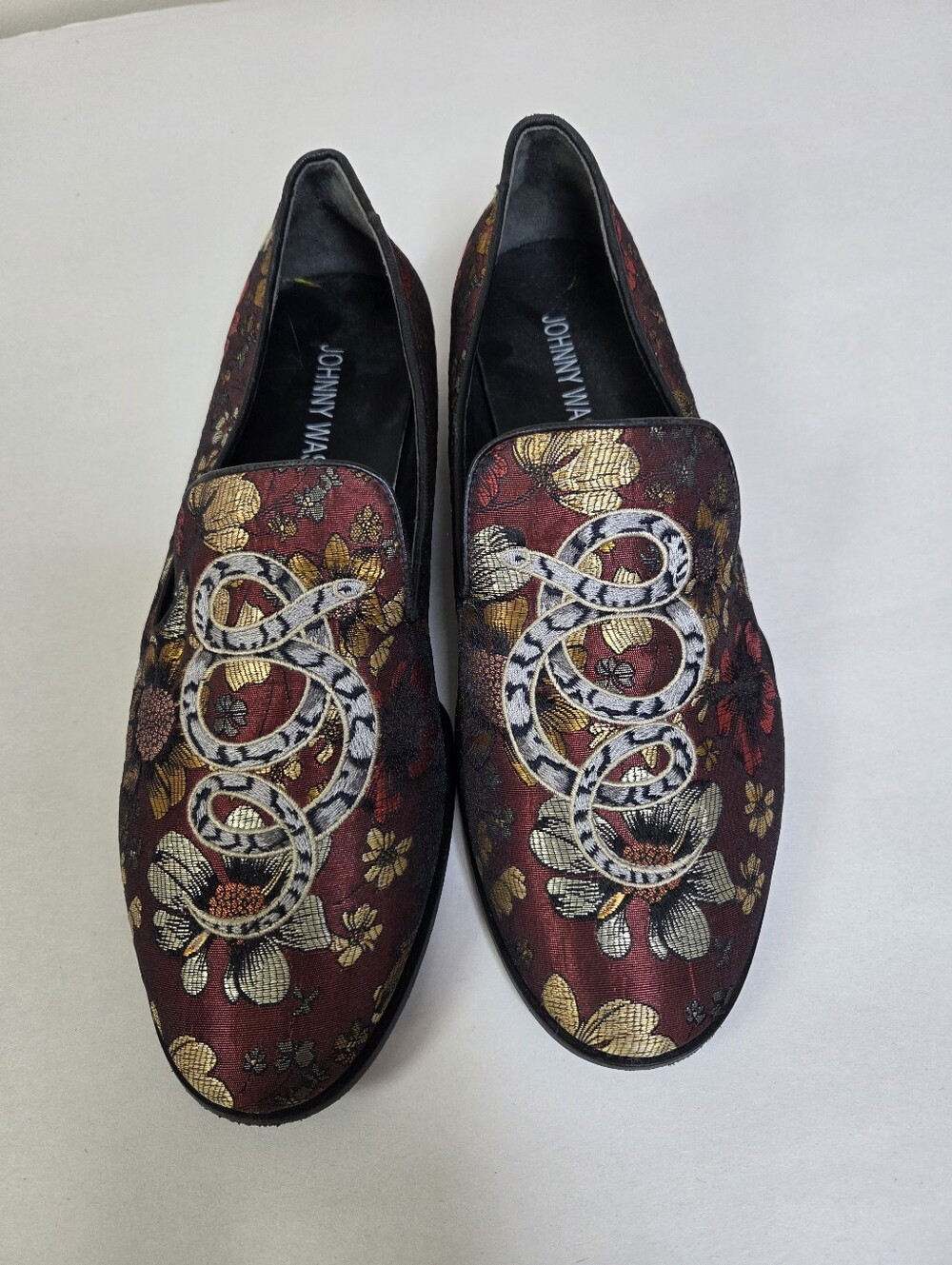 Johnny Was Jacquard Floral Embroidered Snake Loafers Women's Size 7
